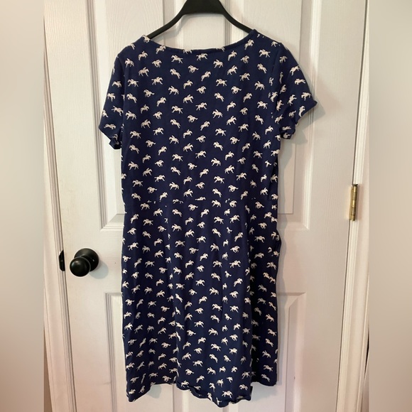Boden Phoebe Jersey Navy 100% Cotton Casual Dress Equestrian Print Sz 10P - Picture 4 of 9